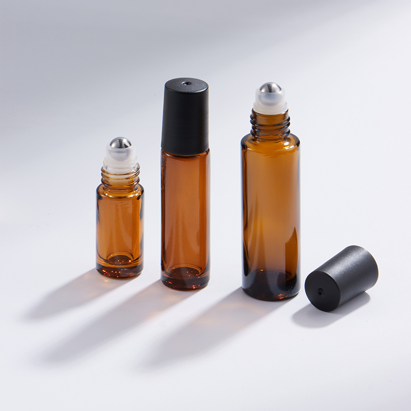 5 ml, 10 ml, 15 ml bernsteinfarbene Roll-on-Glasflasche